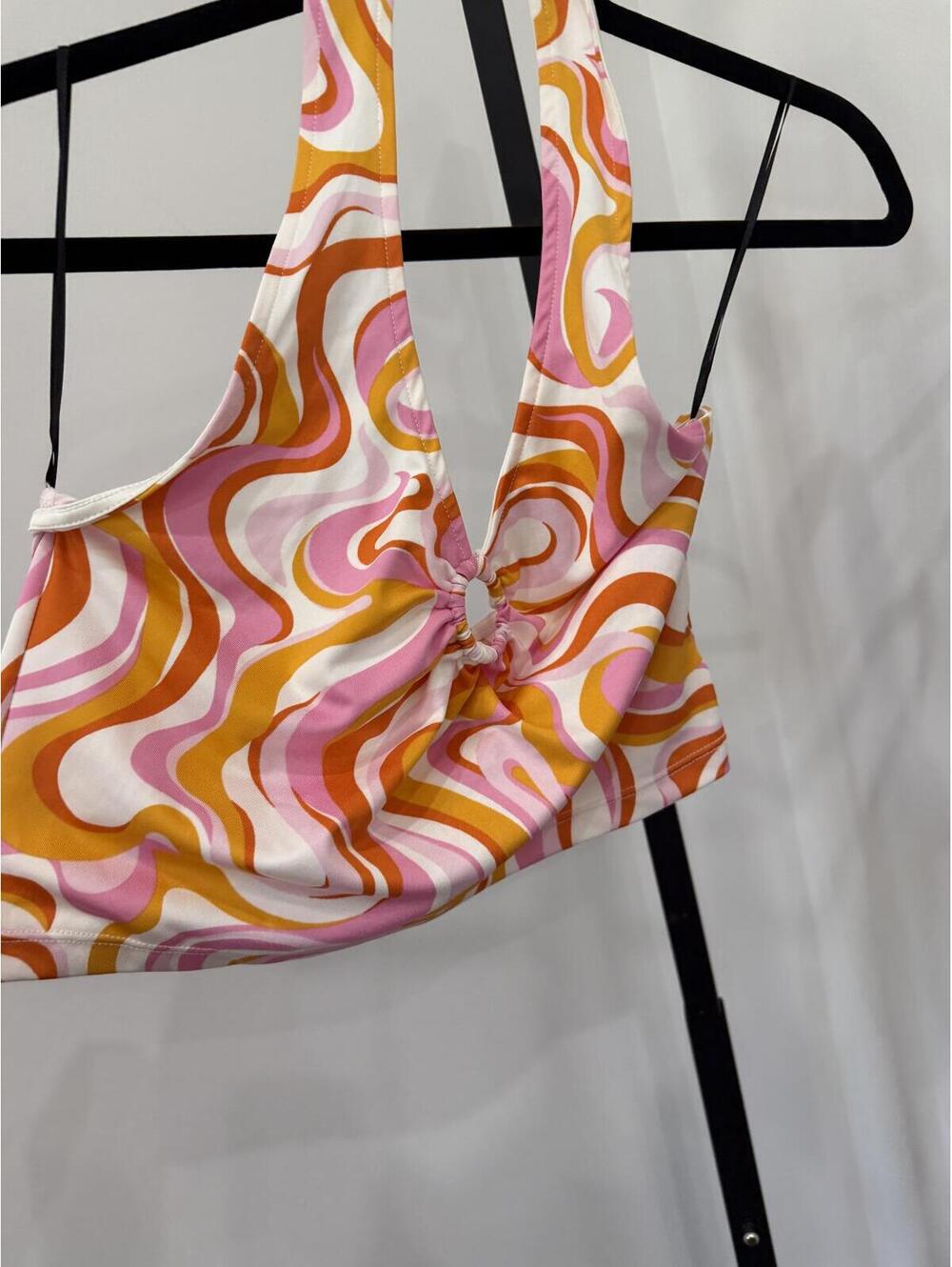 H&M Divided Women's Crop Top with Retro Swirl Pattern, Size M - Picture 3 of 5